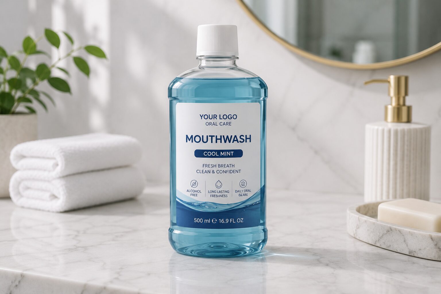 Travel mouthwash sachet packaging concept for Amazon FBA private label oral care project