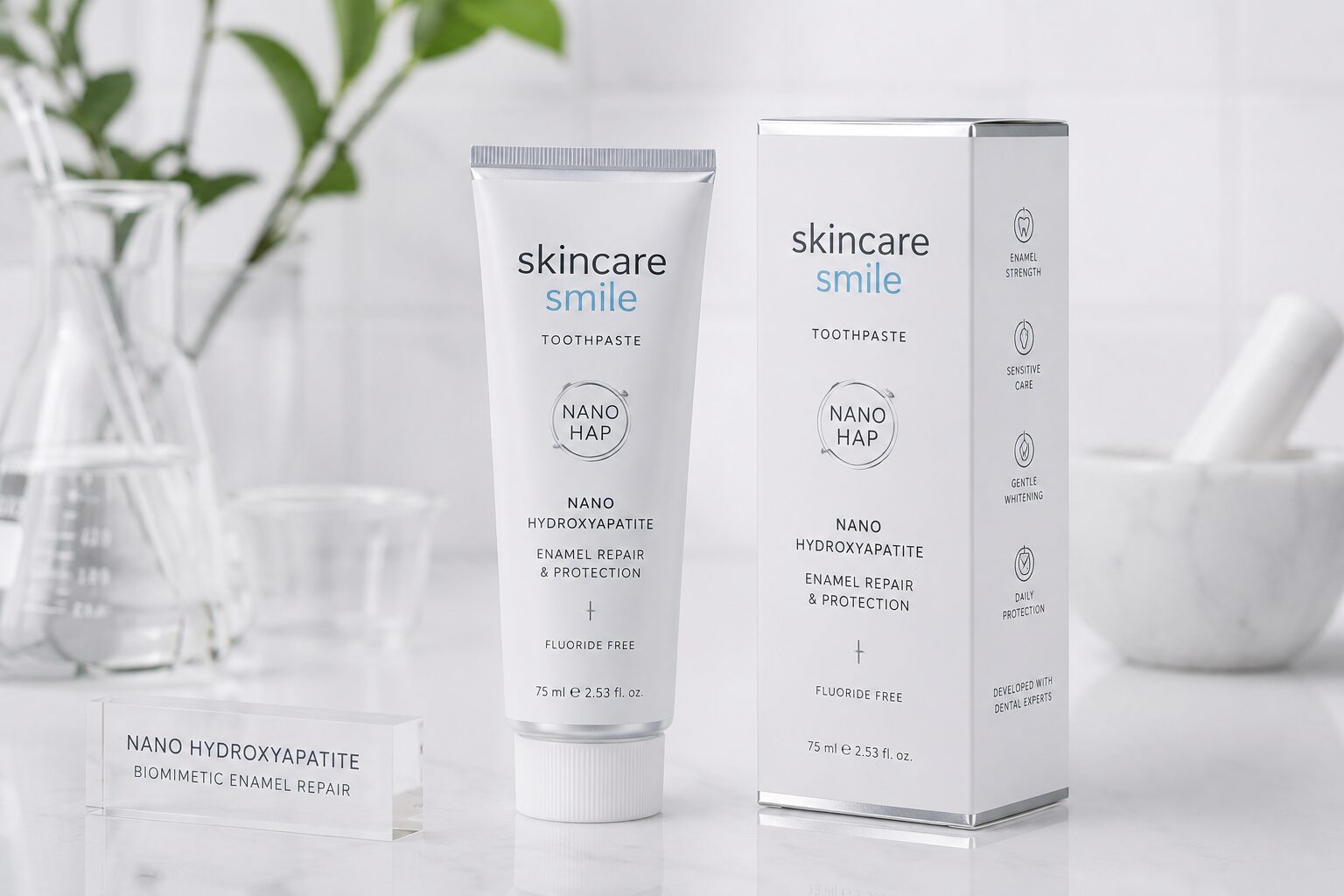 Prototype oral care samples prepared for concept validation, formula evaluation, and product testing