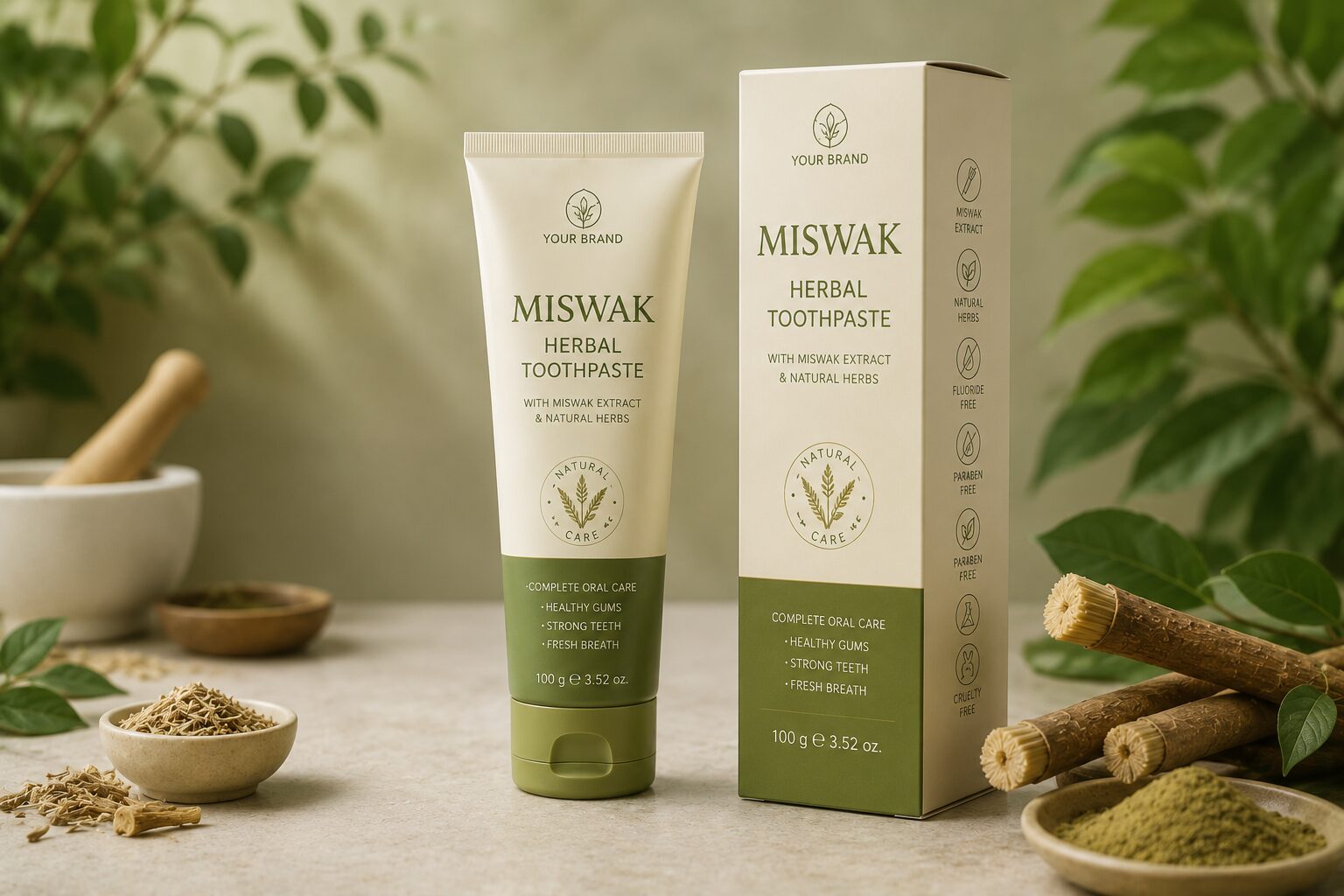 Miswak oral care formulation evaluation and ingredient compatibility assessment