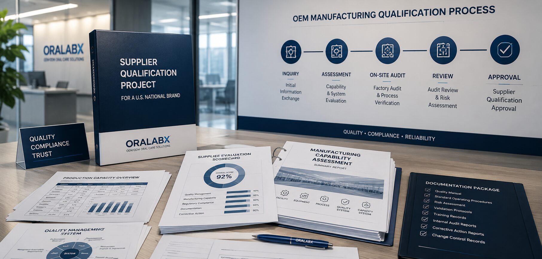 Manufacturing systems and production capabilities evaluated during OEM supplier qualification for a U.S. national oral care brand