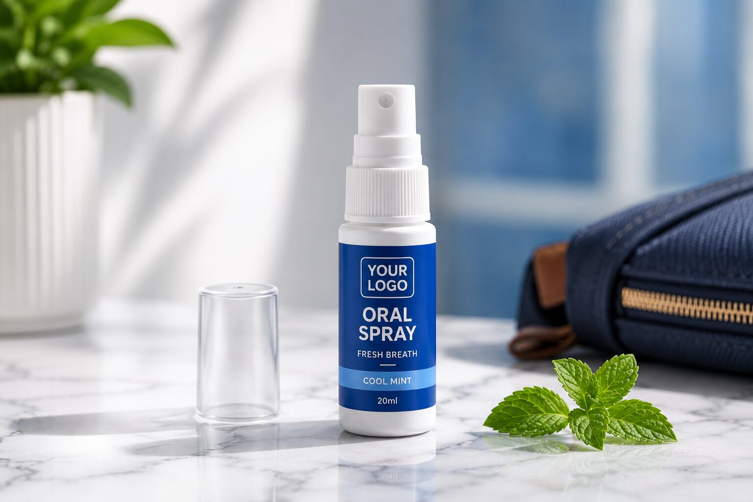 Portable mouth spray packaging for U.S. retail brand, private label oral spray OEM development project