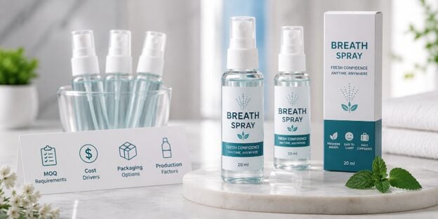 Private label breath spray packaging components and OEM production system