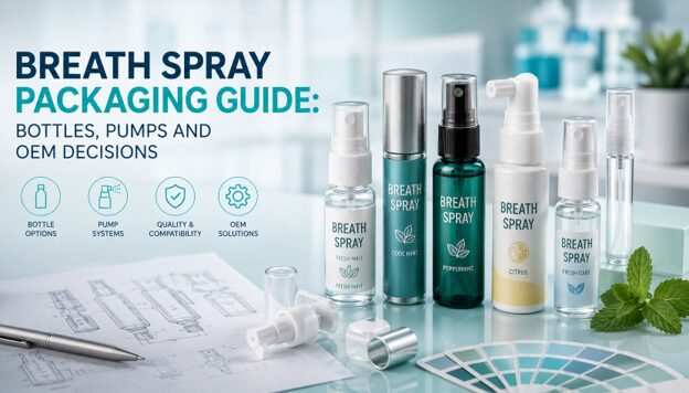 Breath spray packaging guide showing bottles pumps and OEM packaging development