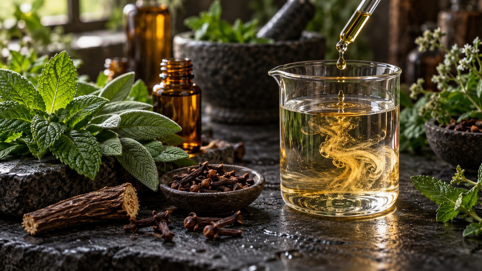 Botanical extracts and herbs being evaluated for a herbal mouthwash formula