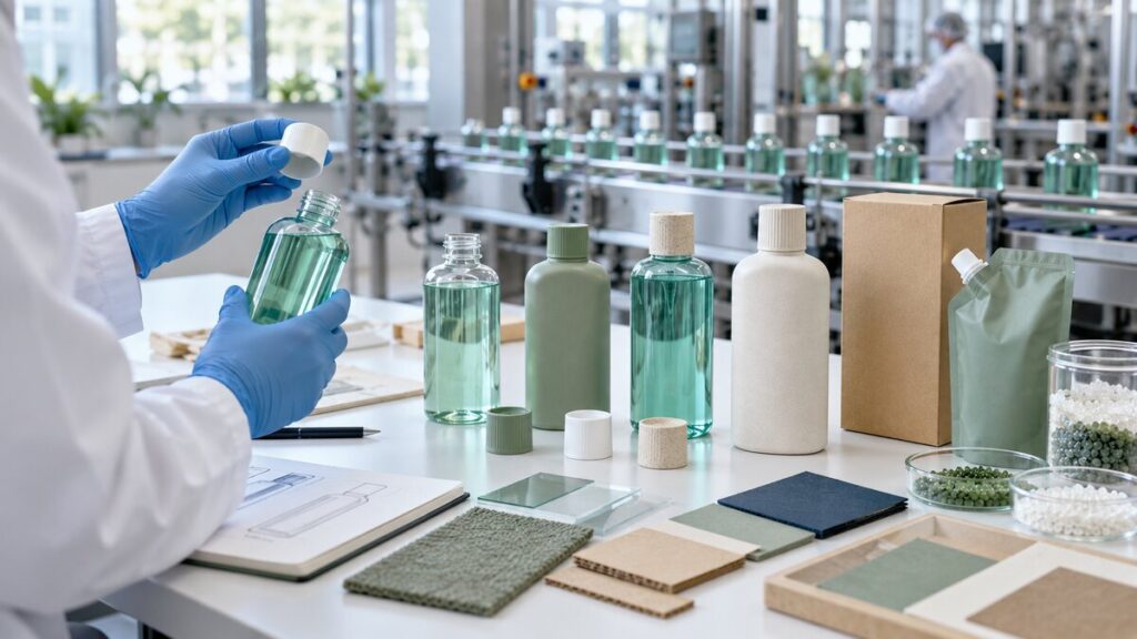 Eco-friendly mouthwash packaging materials reviewed during OEM manufacturing