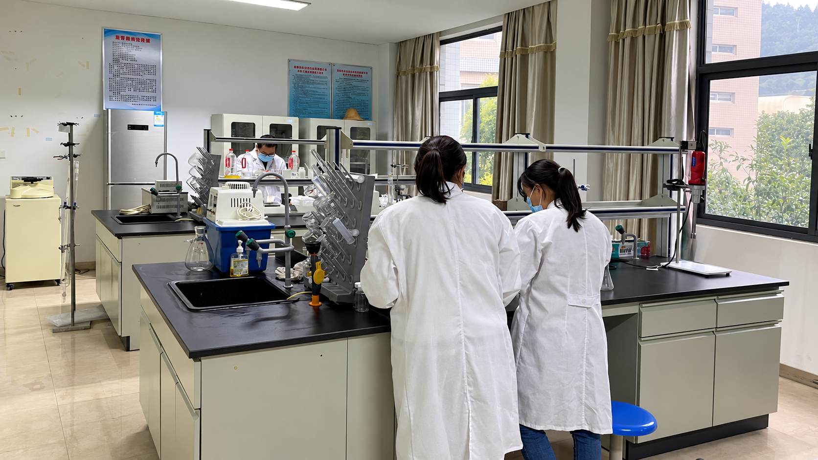 ORALABX laboratory team working with oral care stability and quality testing equipment
