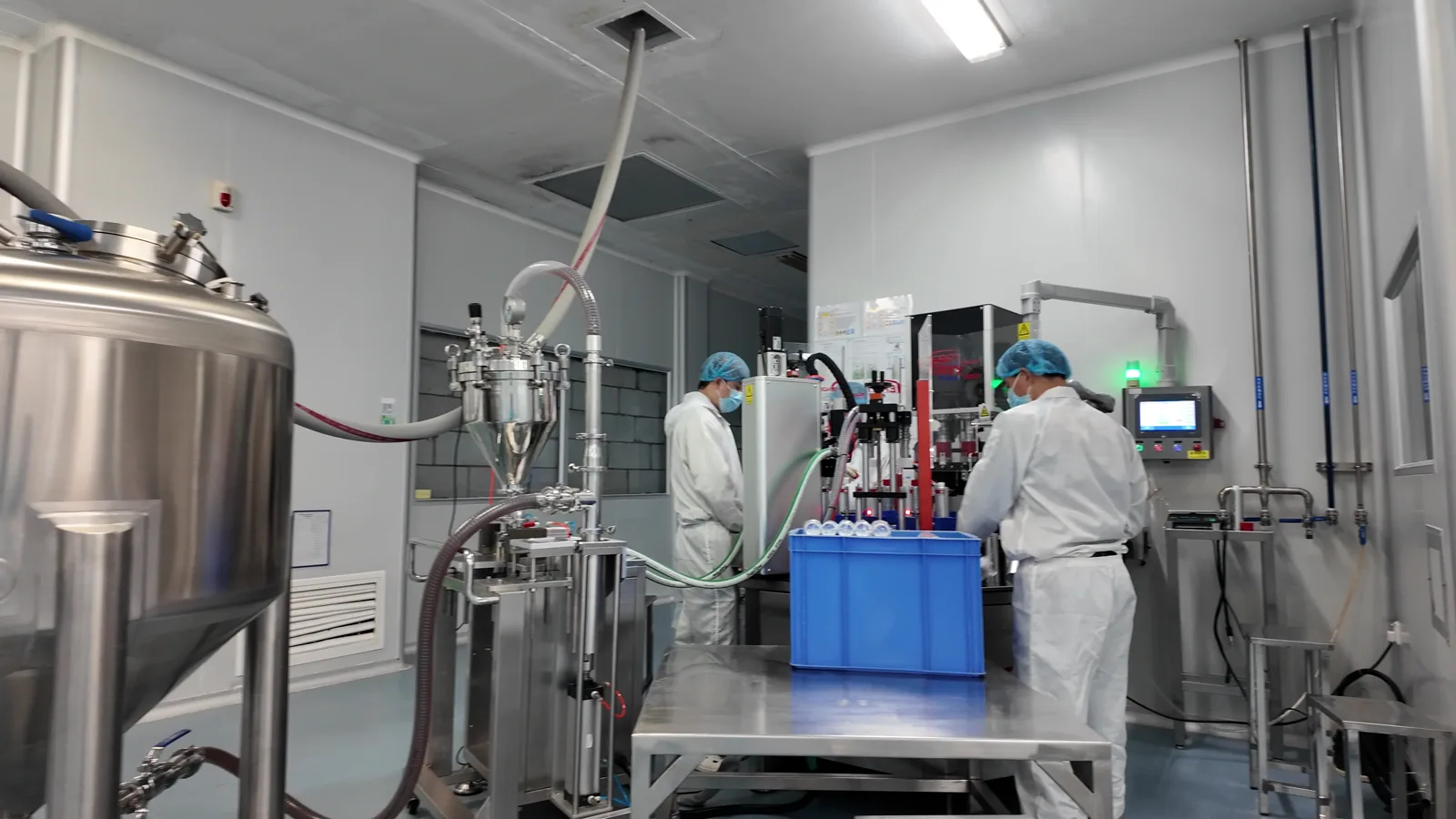 Bottled mouthwash filling and capping line at a partner manufacturing base in Xiamen, China